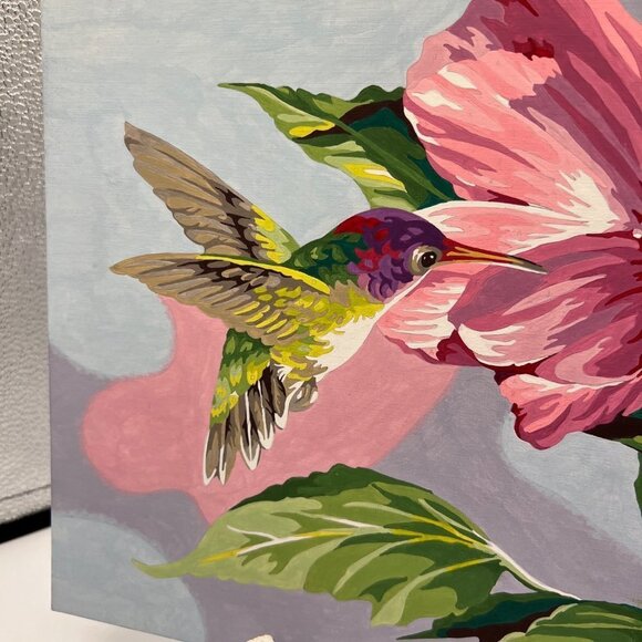 Flower Humming Bird Paint by Number Art Picture Handmade - Picture 2 of 7